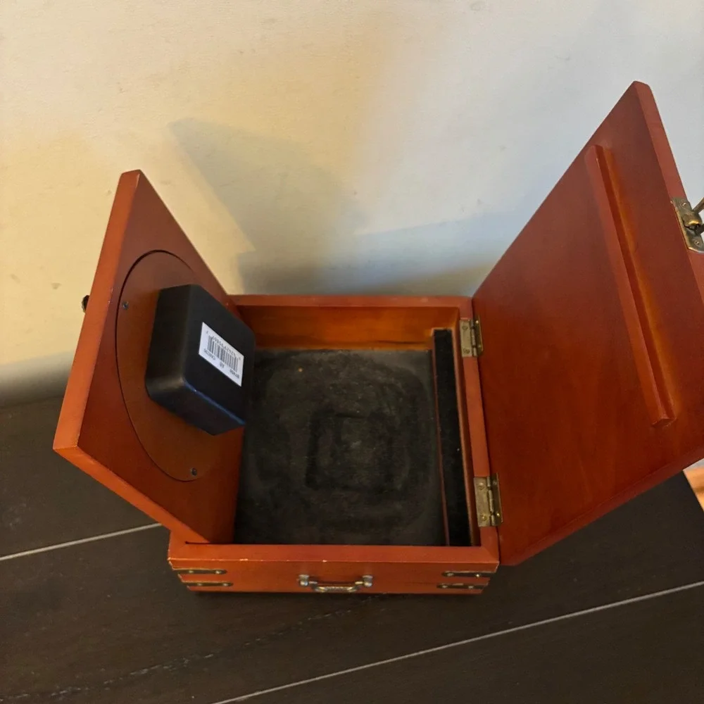 Bulova Wooden Fold Out Mantle Clock | Vintage | Trunk Style | Tested-Works